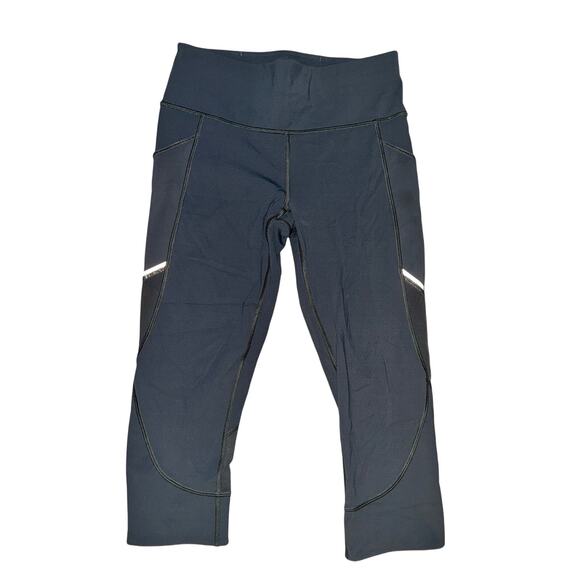 Lululemon Home Stretch Crop Women's Size 6 Melanite Gray Full On Luxtreme Mesh - Picture 1 of 7